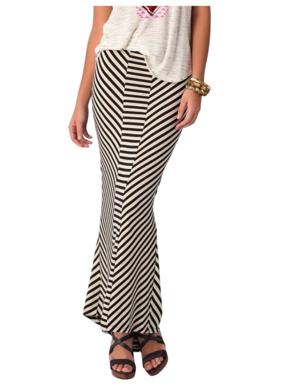 Torn by Ronny Kobo striped fishtail maxi skirt - Size M - Picture 4 of 9